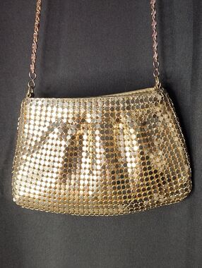 Y&S Handbags Gold Mesh Chain Shoulder Bag